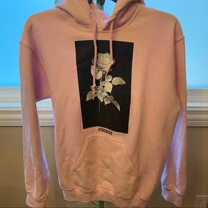 Women’s Pink Hoodie with Rose Graphic